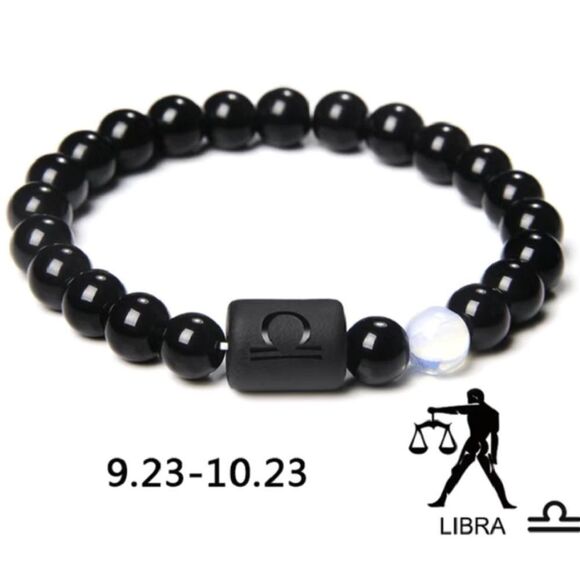 New Beaded Zodiac Bracelet - Black Stone - Unisex - Multiple Available - Picture 3 of 8